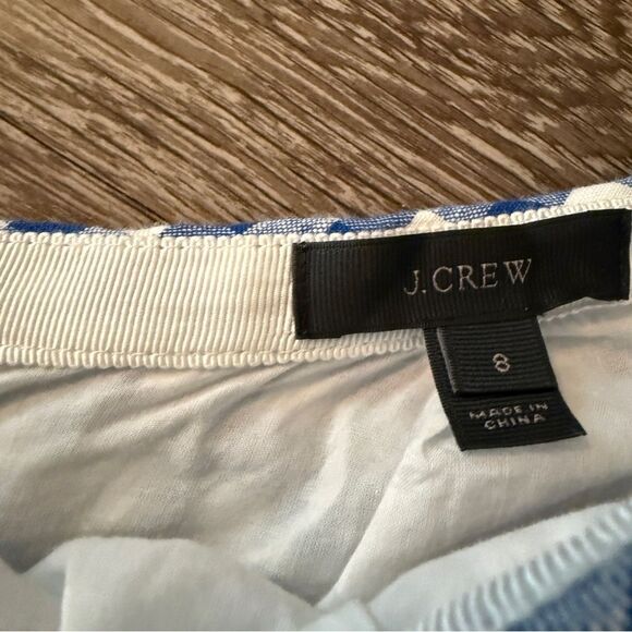 J. Crew Linen Blue White Gingham Skirt - Picture 2 of 6